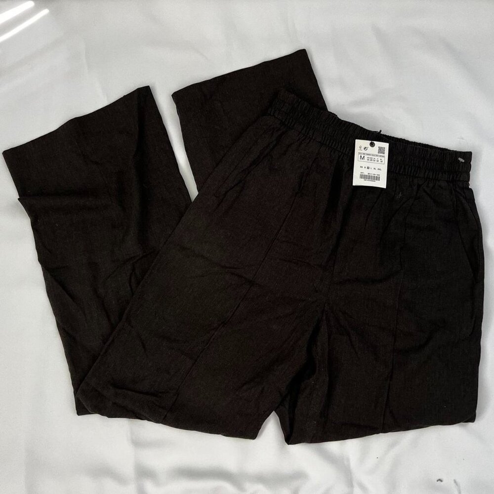 Zara Women's Grey Wide-leg Pants - Size Medium